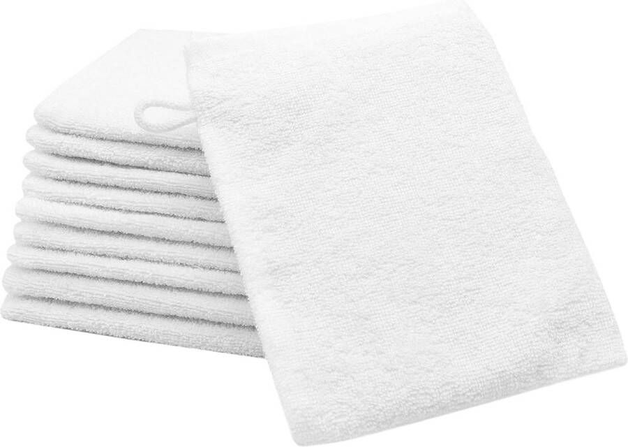 Set van 10 washandjes 100% katoen ca. 16x21 cm 400 gsm Wit