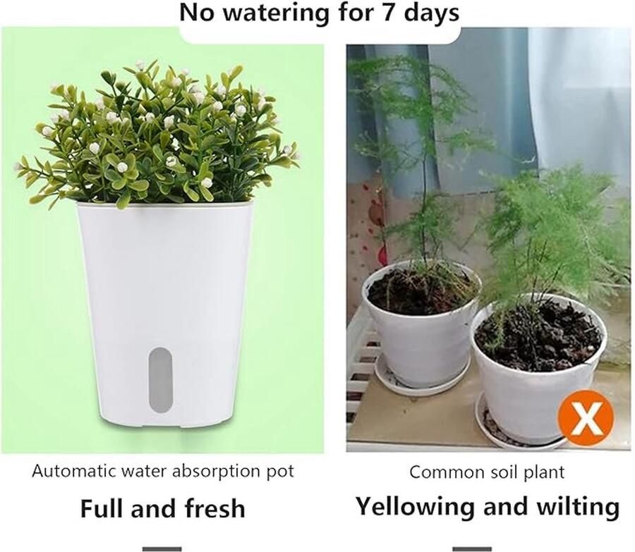 Set van 10 zelfwaterende bloempotten zelfwaterende potten met waterpeilindicator gietpot kruidenpot bewateringssysteem voor binnen en buiten (9 5cm)
