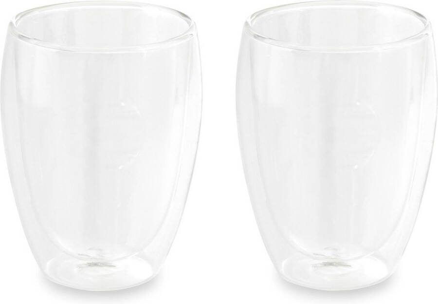 Set van 10x dubbelwandige thee koffieglazen 350 ml transparant Cappucino Machiato glazen 12 x 8 x 8 cm