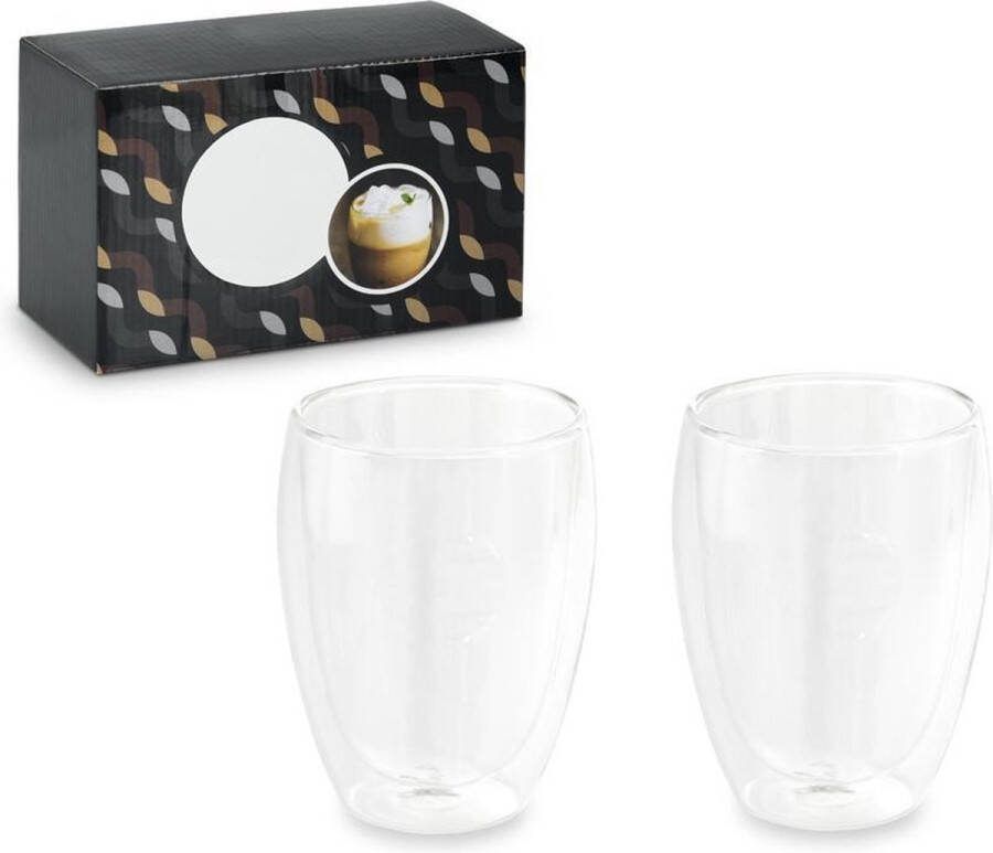 Cipres Dubbelwandige glazen met Oor Set van 6 stuks 350 ml Thermisch glas Koffieglazen Theeglazen Warme en Koude dranken