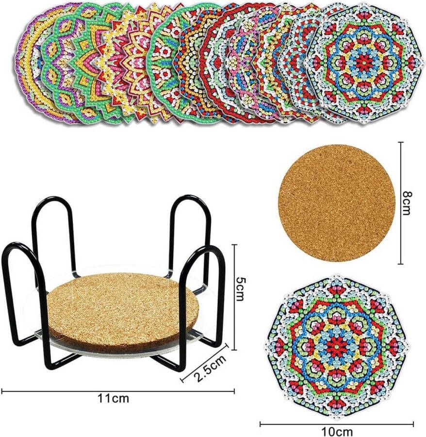 Set van 12 Diamond Painting Coasters met houder Diamond Art Painting Mandala Diamond Painting Sets DIY Mandala Coasters voor ambachten Volwassenen