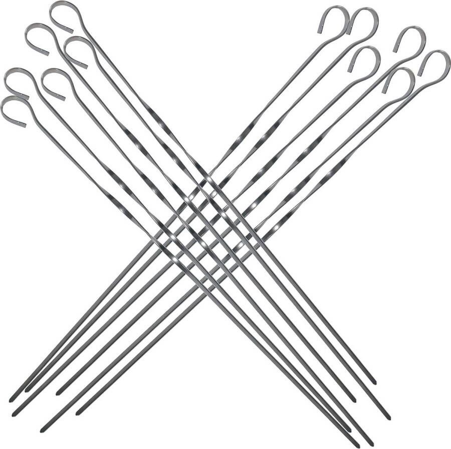 Set van 12 herbruikbare grillspiesen 40 cm vleesspies kip grill vis kebab groente van metaal