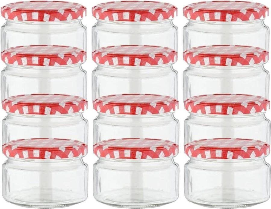 Set van 12 inmaakpotten 250 ml inclusief deksel en stickers jampotjes met deksel