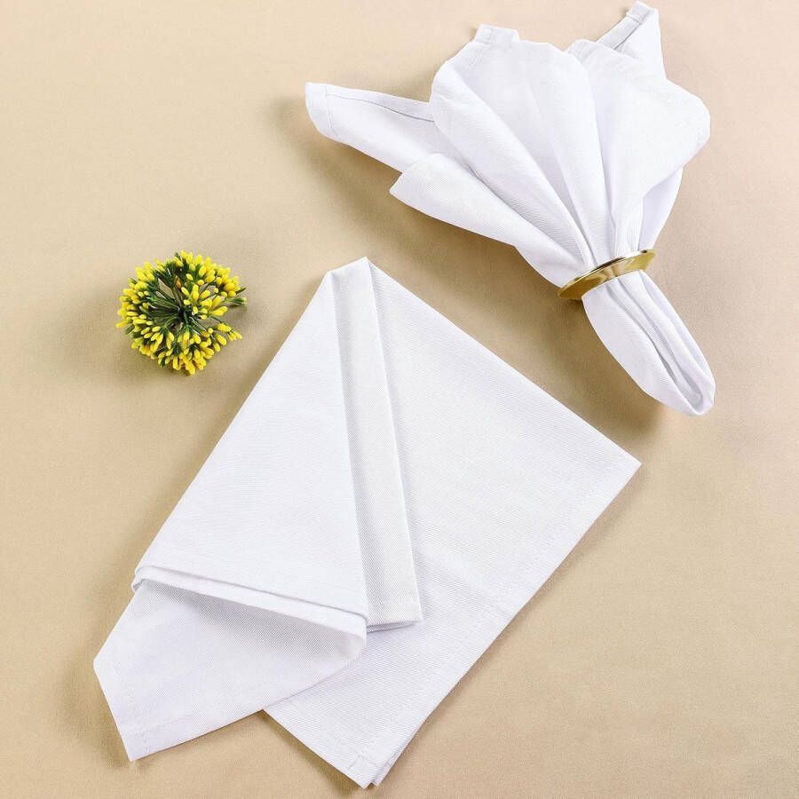 Set van 12 Luxe Witte Servetten voor Tafel Bruiloften en Evenementen 50 x 50 cm