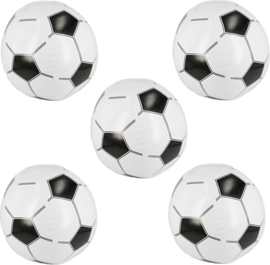 Set van 12x stuks opblaasbare voetbal print strandbal 30 cm UItdeel decoratie artikelen