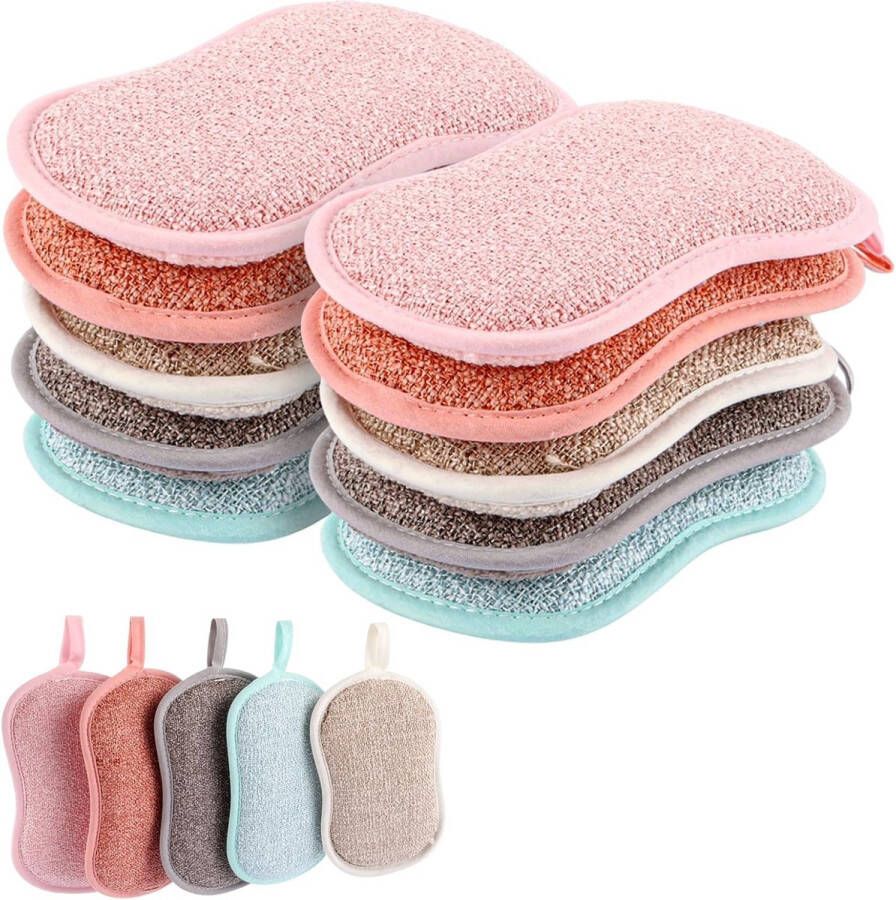 Set van 15 afwassponsjes 16 x 10 cm schuursponsjes voor keukenafwas herbruikbaar dubbelzijdige microvezelsponzen schuurspons krachtige reinigingszijden