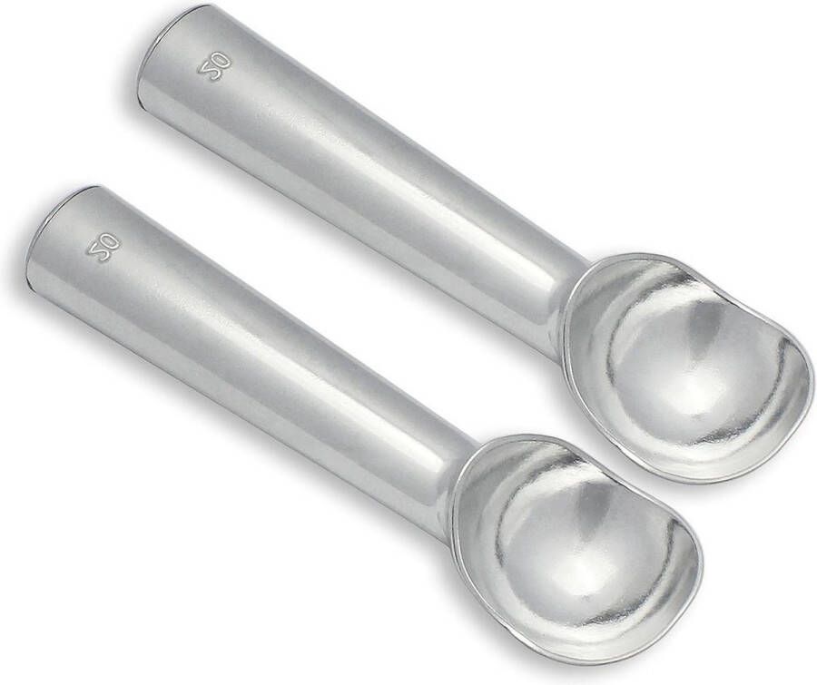 Set van 2 aluminium ijsschepjes met warmtegeleidende handgreep professionele anti-aanbaklaag ijslepel schep 2 oz