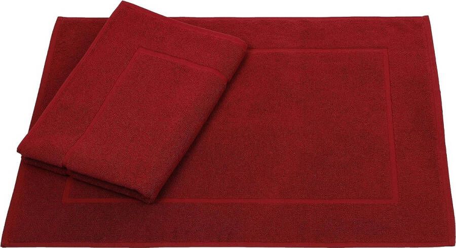 Set van 2 badmatten badmat premium afmetingen 50 x 70 cm 100% katoen kwaliteit 650 g m² donkerrood