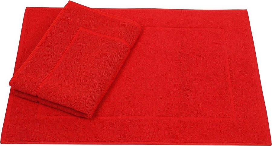 Set van 2 badmatten badmat premium afmetingen 50 x 70 cm 100% katoen kwaliteit 650 g m² rood
