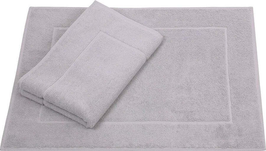 Set van 2 badmatten badmat premium afmetingen 50 x 70 cm 100% katoen kwaliteit 650 g m² zilver