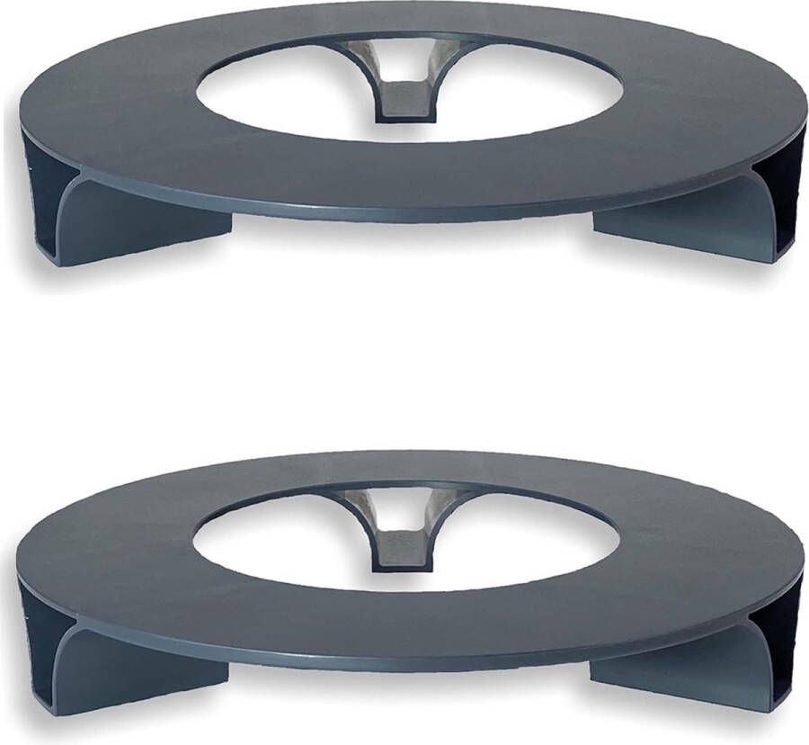 Set van 2 bloempotonderzetters antraciet rond 27 cm diameter bloempot onderzetter gerecycled materiaal