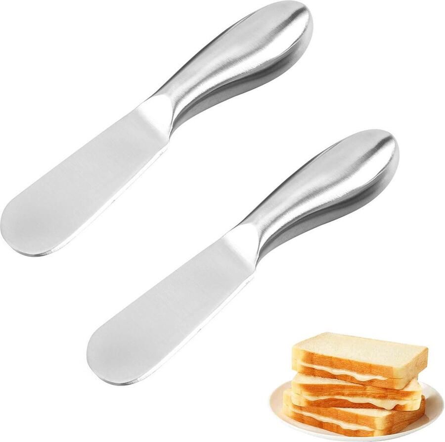 Set van 2 botermessen kleine broodroommessen kaasmessen roestvrijstalen dessertmessenset dessertmessen roestvrijstalen jammessen voor het maken van boter kaas en banket 13 5 x 2 3 cm