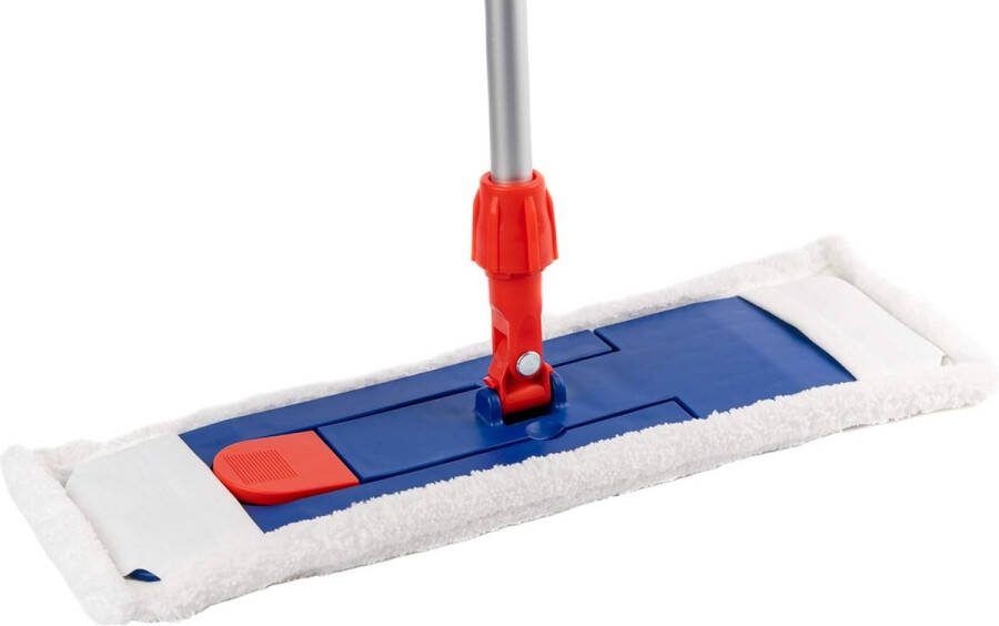 Set van 2 dweilmop XL 50 cm klaphouder magneet dweilstang aluminium microvezel mop (2)