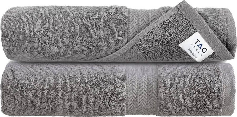 Set van 2 grote badhanddoeken 600 gsm 100% katoen douchehanddoek 70 x 140 cm badhanddoeken zeer absorberend en sneldrogend extra grote badhanddoek douchehanddoek (grijs)