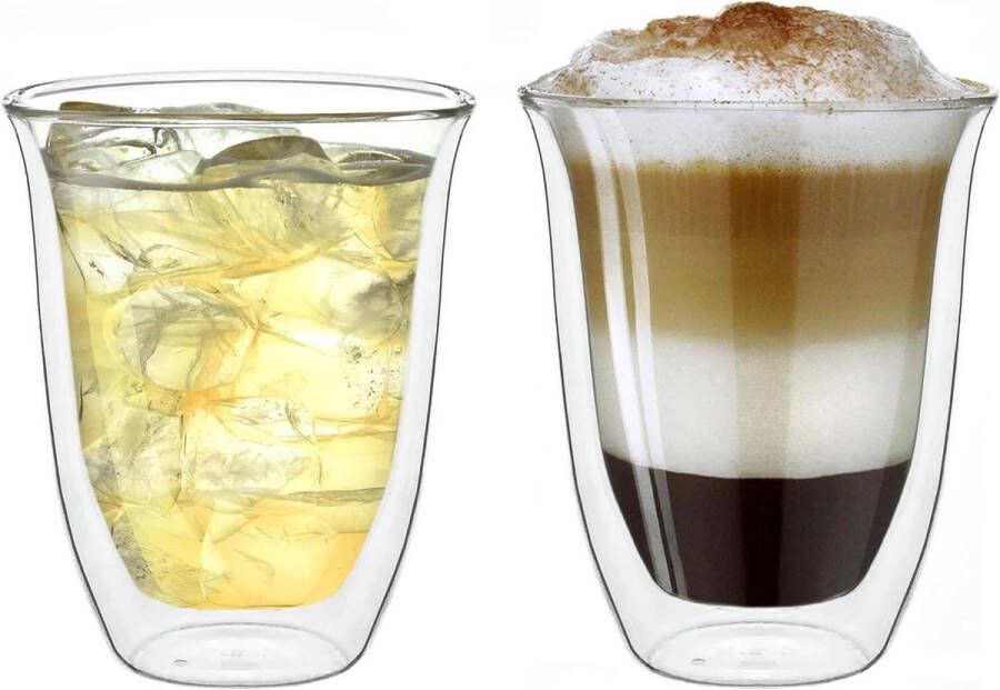 Set van 2 grote thermoglas dubbelwandig koffieglazen theeglazen borosilicaatglas latteglazen dubbelwandige theeglazen