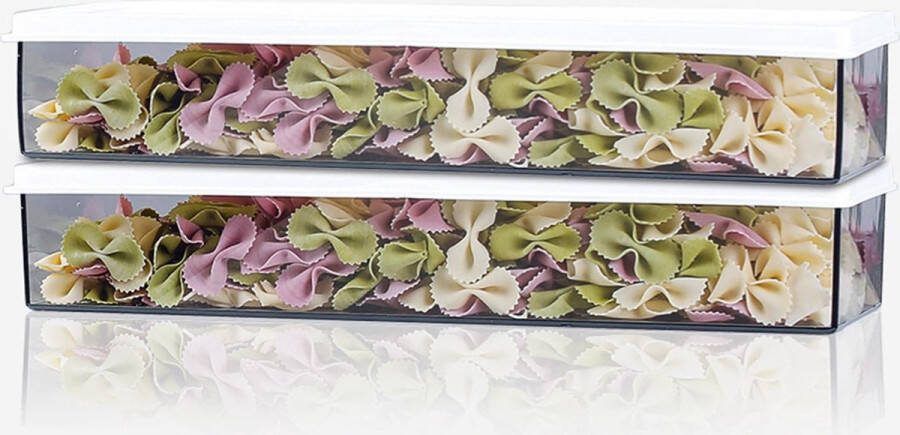 Set van 2 keukenopbergdozen stapelbare voorraaddozen met deksels luchtdichte voedselcontainers transparante opbergdoos voor kast en keuken (1100 ml)