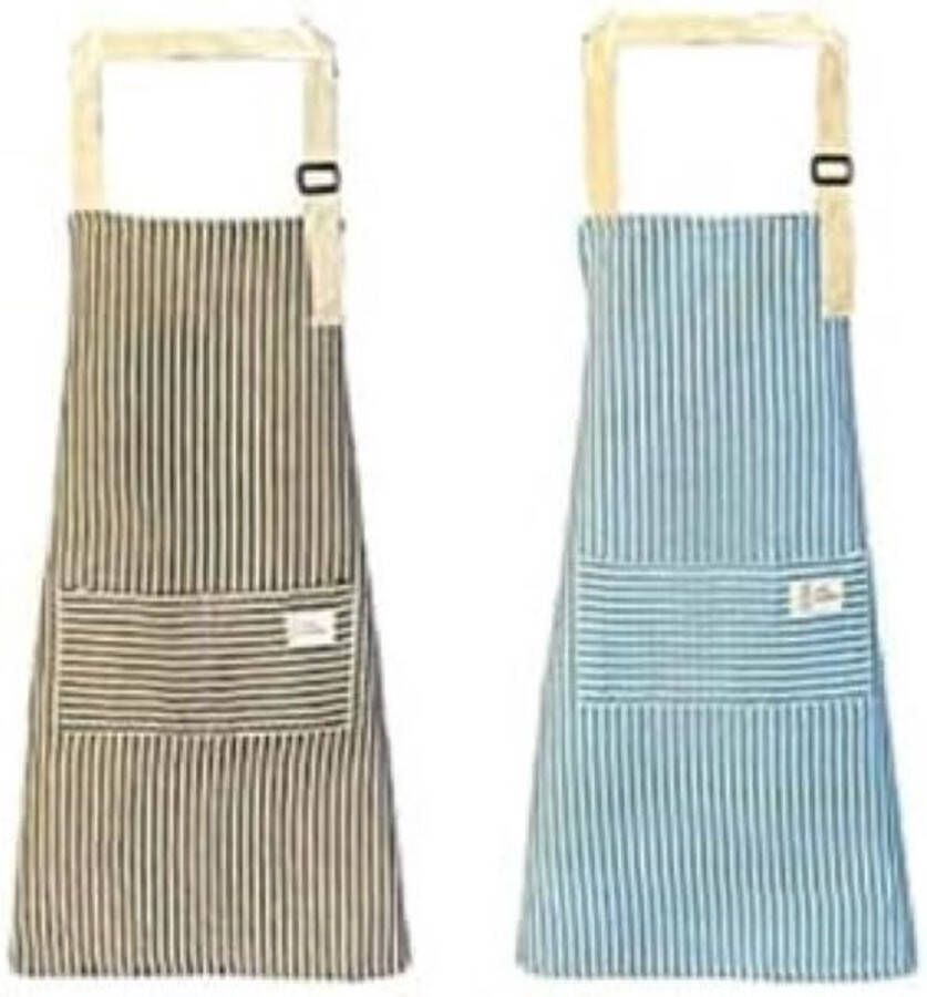 Set van 2 keukenschorten voor dames kookschort met zak katoenen linnen voor koken bakken schilderen huishoudelijk werk