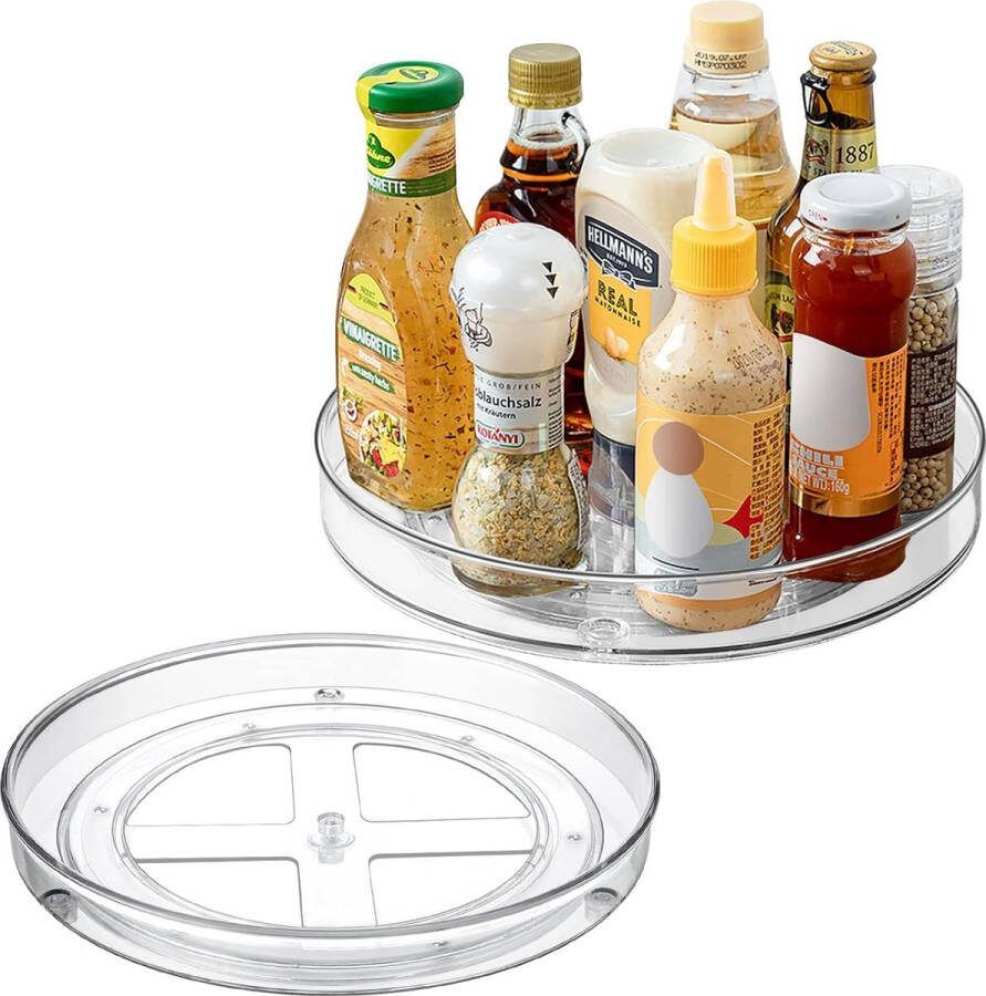 Set van 2 koelkastorganizers 27 cm + 23 5 cm keukenorganizer roterende koelkast roterende lade voor keukentafel voorraadkast kast of kaptafel