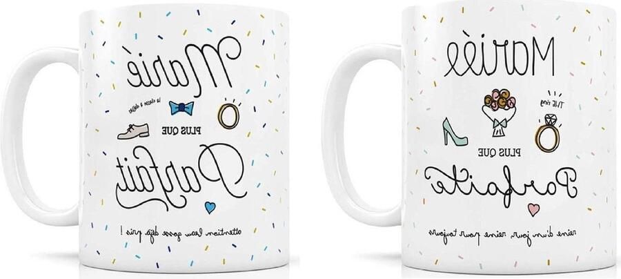 Set van 2 koffiebekers van keramiek Bruid Meer Dan Perfect Bruidsfavorieten