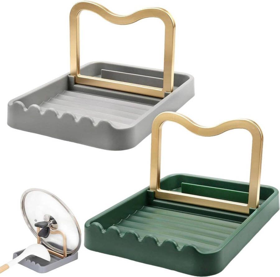 Set van 2 kooklepelhouders lepelhouder dekselhouder keuken opvouwbare pannenlaphouder bestekhouder keukengereirek