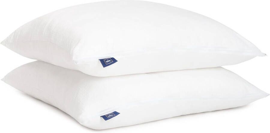 Set van 2 kussens voor bedden microvezel superzacht en verfrissend met ademende vulling van polyester ballen duurzaam in hoogte verstelbaar wit 65 x 65 cm