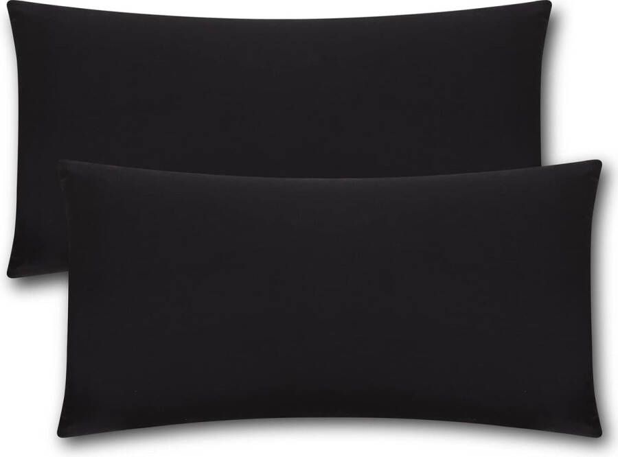 Set van 2 kussenslopen 40 x 80 cm kussenhoes met ritssluiting gemaakt van microvezel superzachte premium kussensloop zachte bankkussenhoes zwart