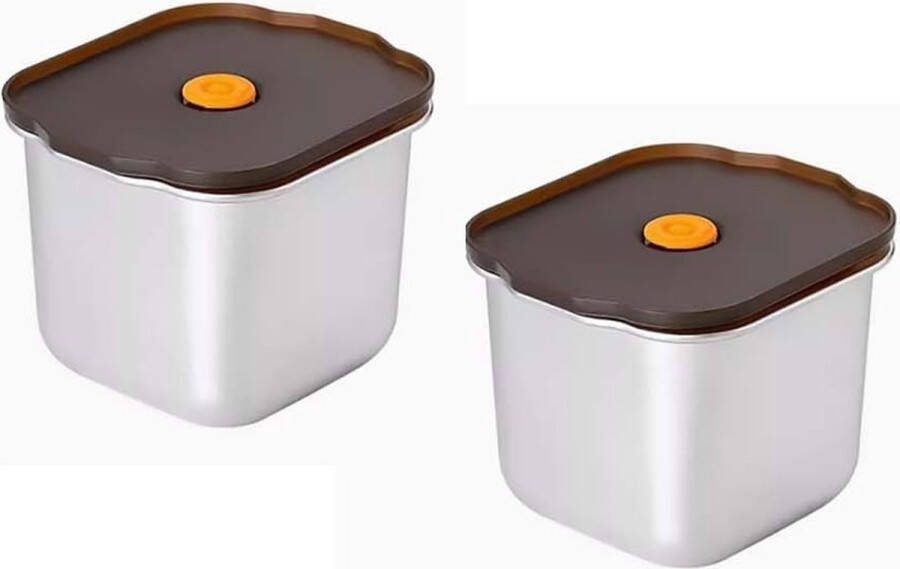 Set van 2 Luxe RVS Inmaakpotten met Deksel voor Keuken en Bewaaroplossingen