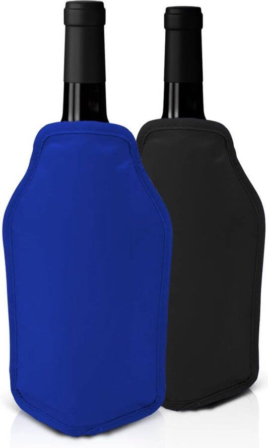 Set van 2 manchetten voor wijnkoelers en champagnekoelers zwart en blauw perfect voor het koelen van wijn- en champagneflessen en andere ideaal voor diners evenementen enz