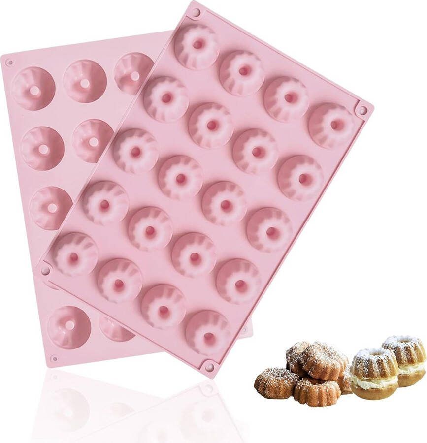 Set van 2 Mini Tulbandvormen van Siliconen met Antikleeflaag voor Desserts