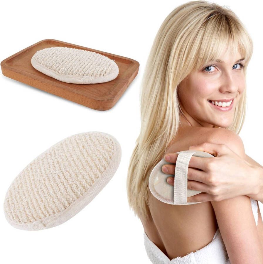 Set van 2 natuurlijke Loofah Pads voor mannen en vrouwen Exfoliërende Body Scrubber Dubbelzijdige Loofah Sponzen Diep reinigende Exfoliërende Washandje voor Lichaam Gezicht Terug