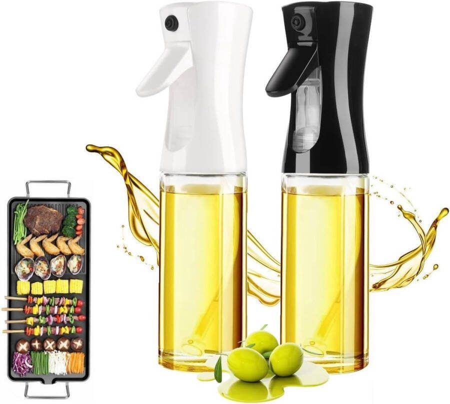 Set van 2 oliesproeiers 300 ml oliespray voor keuken olie-olijfoliespray salade oliedispenser voor bakolie en azijnsproeier kookspray gadget Airfryer-sproeifles voor citroen
