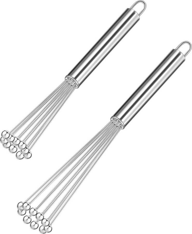 Set van 2 roestvrijstalen kogels garde roestvrijstalen garde kleine bal garde set voor koken mengen garde kloppen roeren (2 stuks)