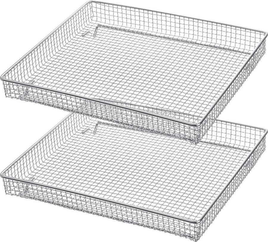 Set van 2 roestvrijstalen ovengrillmanden grillbakbakmand compatibel met TOA-60 65 heteluchtoven luchtfriteuse broodrooster 304 roestvrijstalen draadframe bakkoelrek