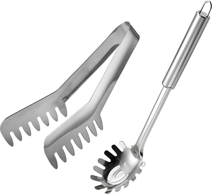 Set van 2 roestvrijstalen pastamalepjes roestvrijstalen spaghettitang spaghetti-serverset roestvrij staal spaghetti-serverset voor thuis hotel restaurant banket buffet enz