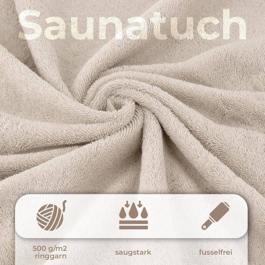 Set van 2 saunahanddoeken 90 x 200 cm 100% katoen XXL-saunahanddoeken saunahanddoek badhanddoek groot absorberend (90 x 200 cm beige)