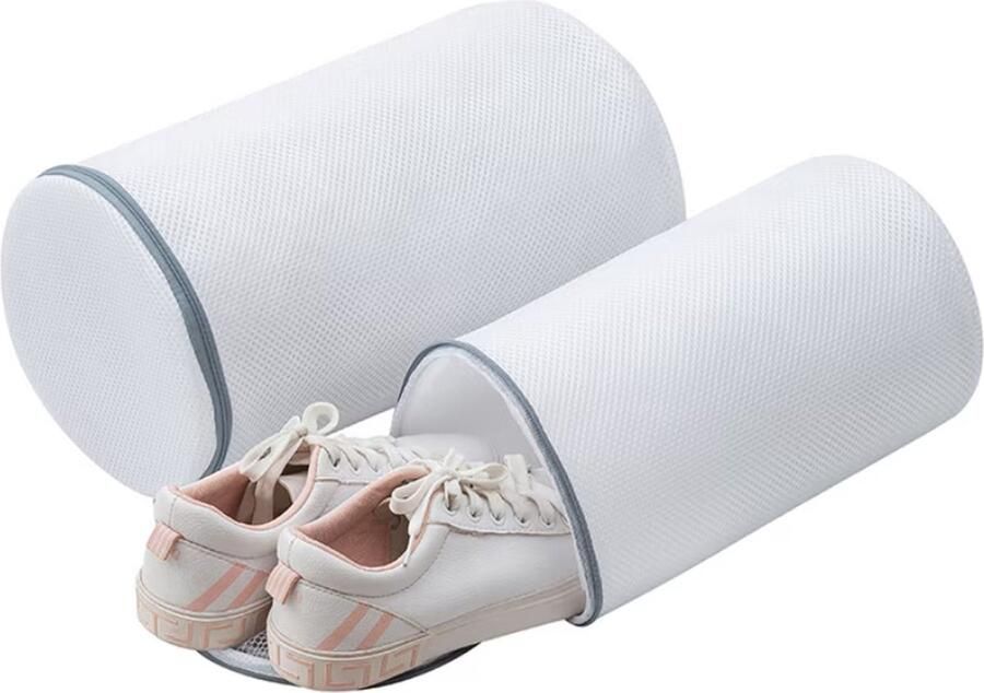 Set van 2 Schoenenwaszakken 30 X 18 cm en 35 X 21 cm Waszak met ritssluiting Wasnet met meerdere beschermingen Wit Zelfreinigende schoenen dikke waszak