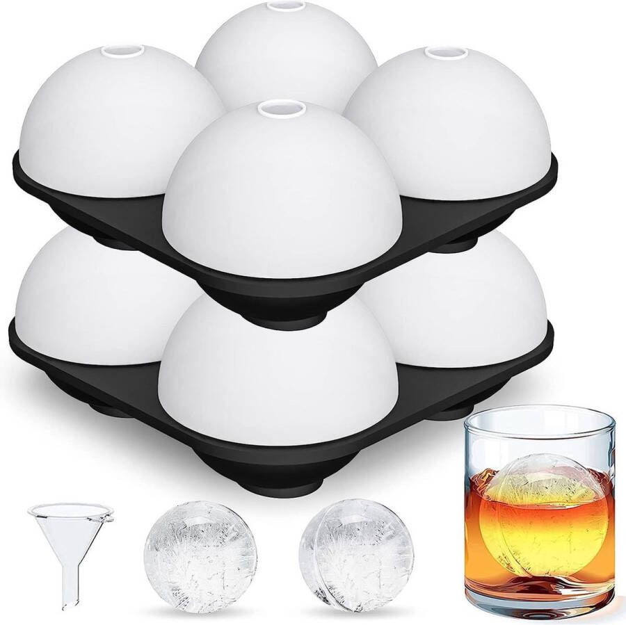 Set van 2 Siliconen IJsballen Mal 8 IJsballen IJBallenmaker IJsbakjes IJsblokjesmaker IJsbol Tray Ronde IJsblokjesvorm Herbruikbaar BPA-Vrij voor Whisky Cocktails Bourbon 10.2 cm x 6.4 cm