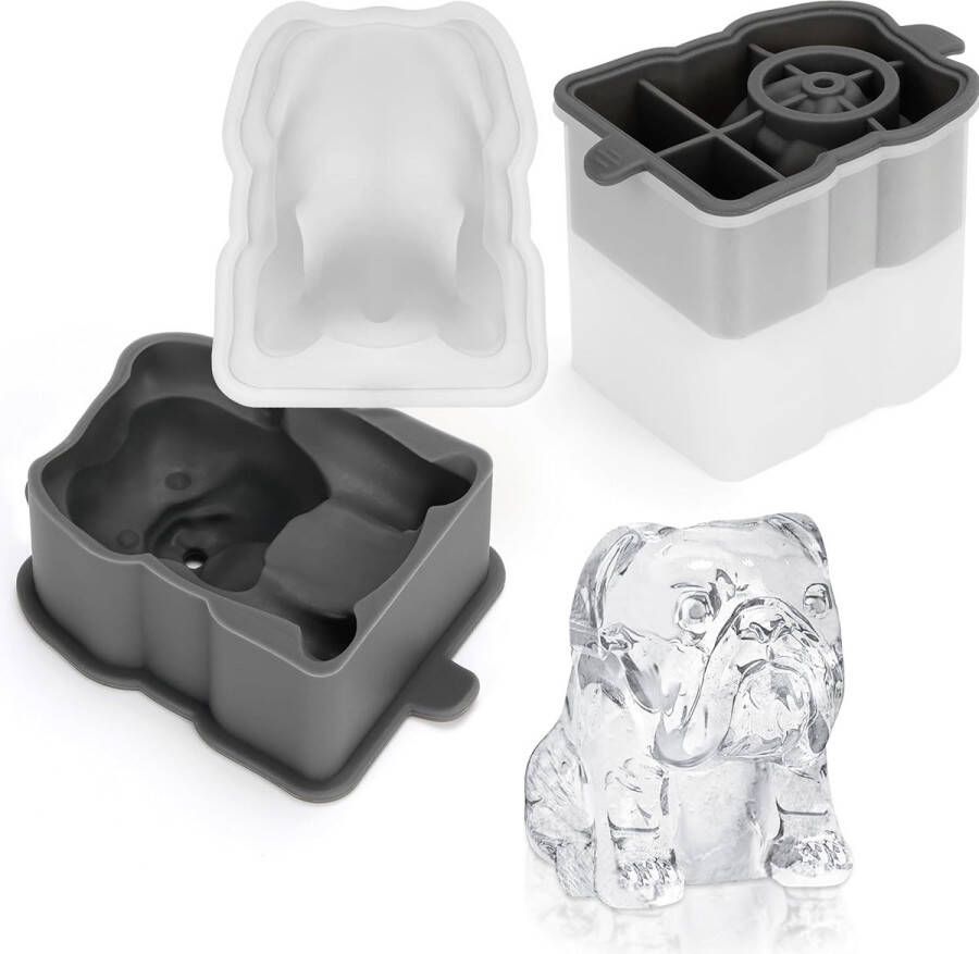 Set van 2 siliconen ijsblokjesbakken in hondenvorm BPA-vrij lekvrije ijsblokjesbak voor de vriezer Gemakkelijk los te maken herbruikbare siliconen ijsblokjesbak voor cocktails en feestdrankjes