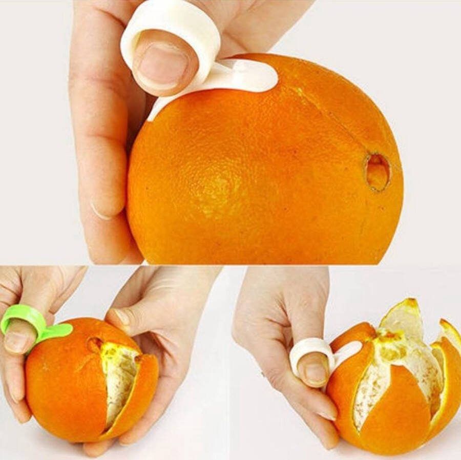 Set van 2 sinaasappelschillers Fruitschiller Citrus grapefruit mandarijn citroen sinaasappel schiller Vinger opener Schilhulp Peller 2 stuks Wit