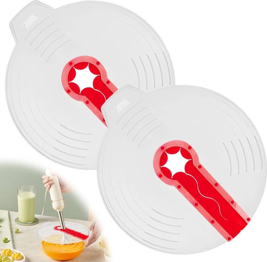 Set van 2 spatschermen 31 x 34 cm spatscherm voor mengkom siliconen mengkom universele spatscherm mixer siliconen spatscherm komdeksel voor het kloppen van eieren en slagroom
