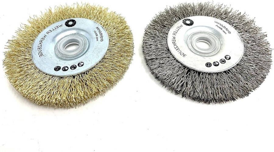 Set van 2 staalborstels reinigingsschijf met accessoires geschikt voor Bosch GWS 108 12 V 76 slijpschijven mini-accu haakse slijper