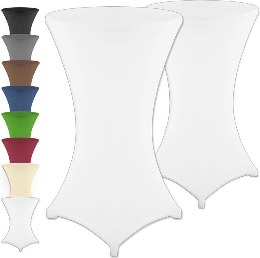 Set van 2 statafelhoezen Öko-Tex-standaard 100 wit voor statafels met diameter 60 cm Ø 70 cm Ø80 cm