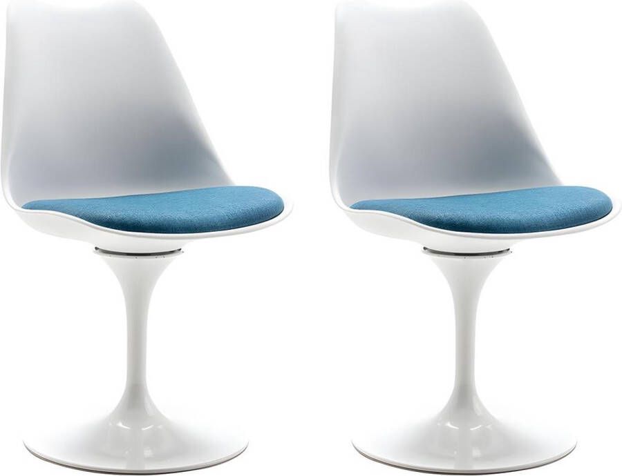 Set van 2 stoelen Polypropyleen en metaal Blauw en wit XAFY L 49 cm x H 82 cm x D 56.5 cm