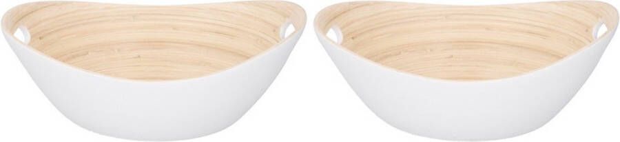 Set van 2 stuks witte serveerschalen van bamboe 27 cm Fruitschaal van bamboe wit Keuken accessoires