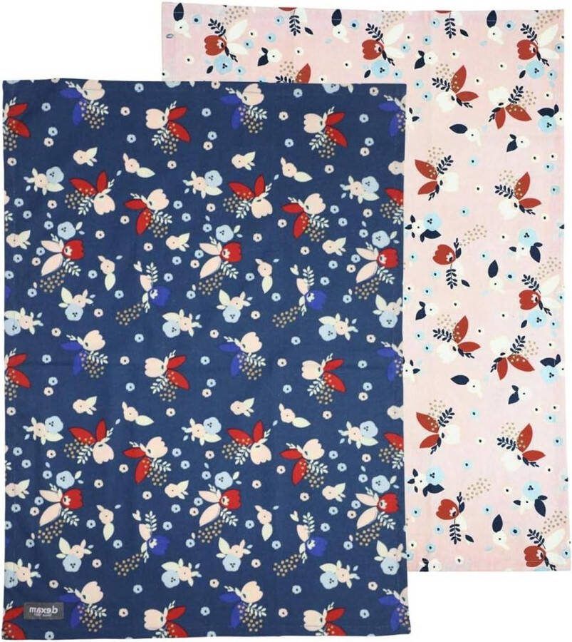 Set van 2 Theedoeken Indigo & Blush Katoen Keukenaccessoires