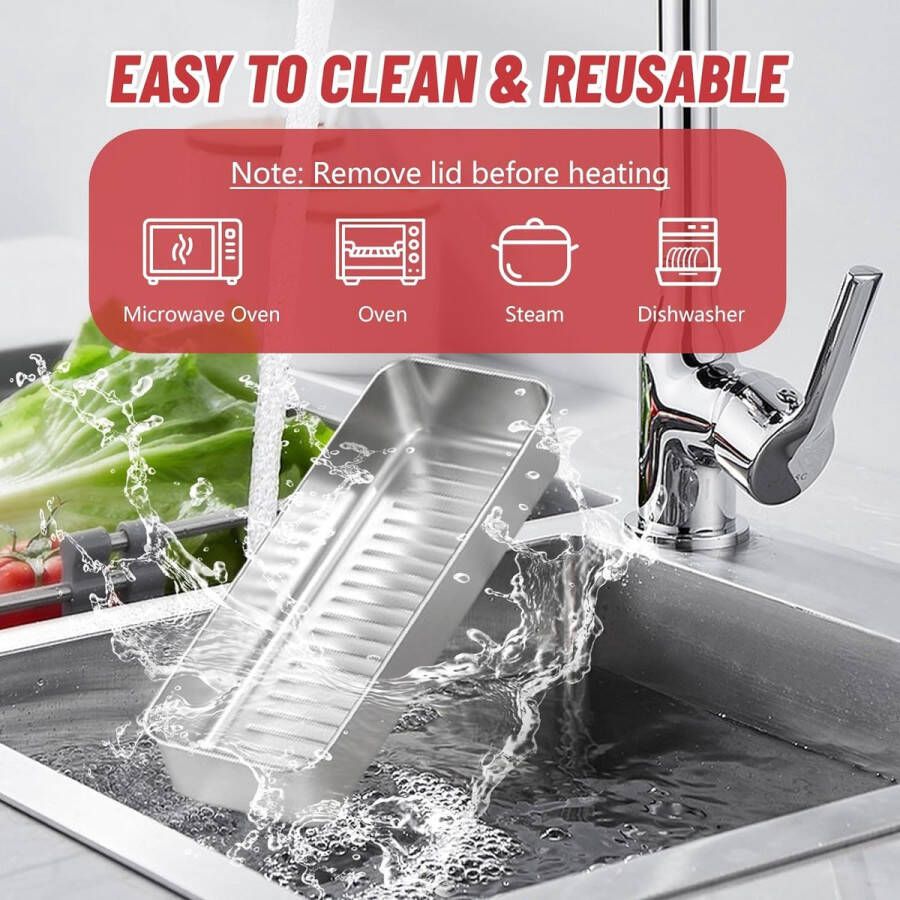 Set van 2 vleeswarendozen Fresh vleesdoos kaasdoos met deksel voor kaasstukken en schijven in de koelkast vershouddoos luchtdicht herbruikbaar stapelbaar vaatwasser voor vlees kaas (groot)