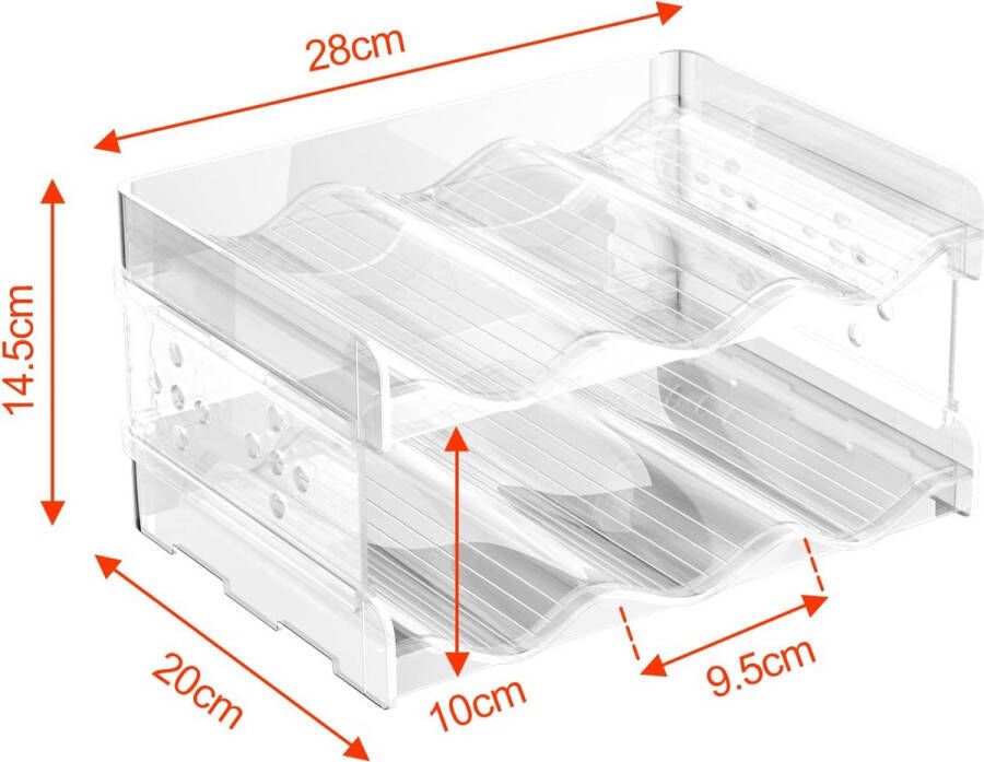 Set van 2 wijnrekken stapelbaar voor kunststof flessenrek smal flessenhouder koelkast flessenopslag houdt tot 6 flessen flessenopslag voor kast woonkamer keuken