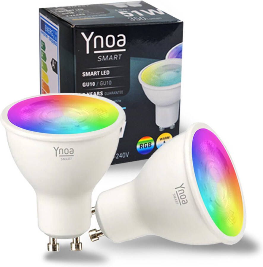 Ynoa Set van 2 Smart Spots White & Color Tones GU10 LED spot Zigbee 3.0 Dimbaar RGBW Compatibel met o.a. Philips Hue en Homey