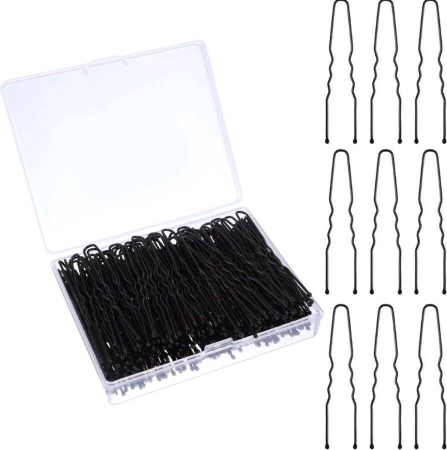 Set van 200 U-vormige Haarspelden 6 cm Metalen Bobby Pins met Golvend Design voor Stevige Grip