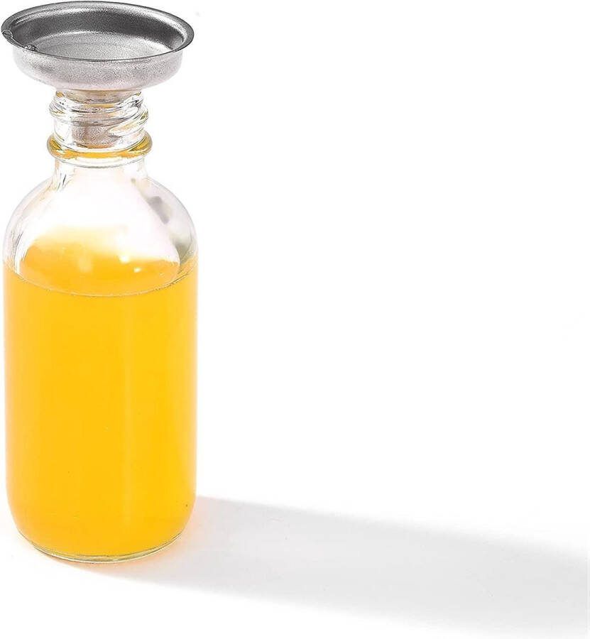 Set van 24 mini-glazen flessen van 2 oz of 60 ml met schenktrechter Clear Dispensing Boston ronde monsterflessen Geen lek voor etherische oliën gembershots whisky en